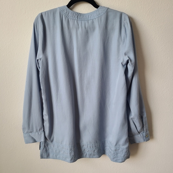 J. Jill Blue Long Sleeve Lace Up Chambray Blouse - Picture 10 of 12